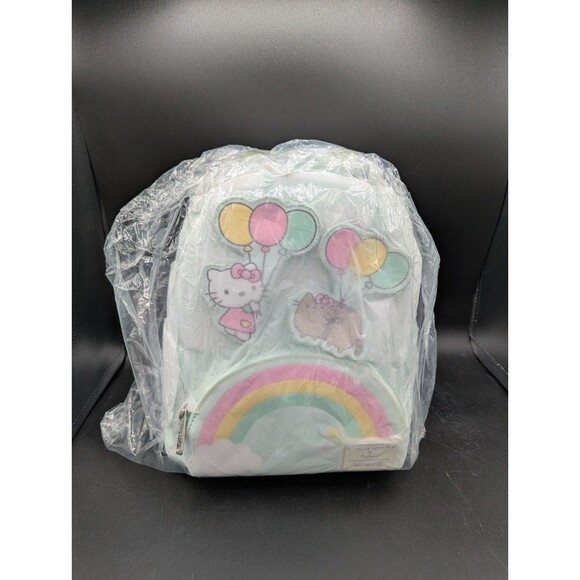 Loungefly Hello Kitty Pusheen Green Pink Balloons Rainbow Backpack and Wallet main image 5